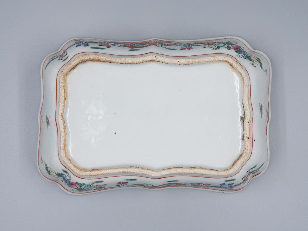 【瓷】　★ 瓷器 粉彩唐子紋水仙鉢 ★　清朝期　花卉 果物 手描文様　明清磁器