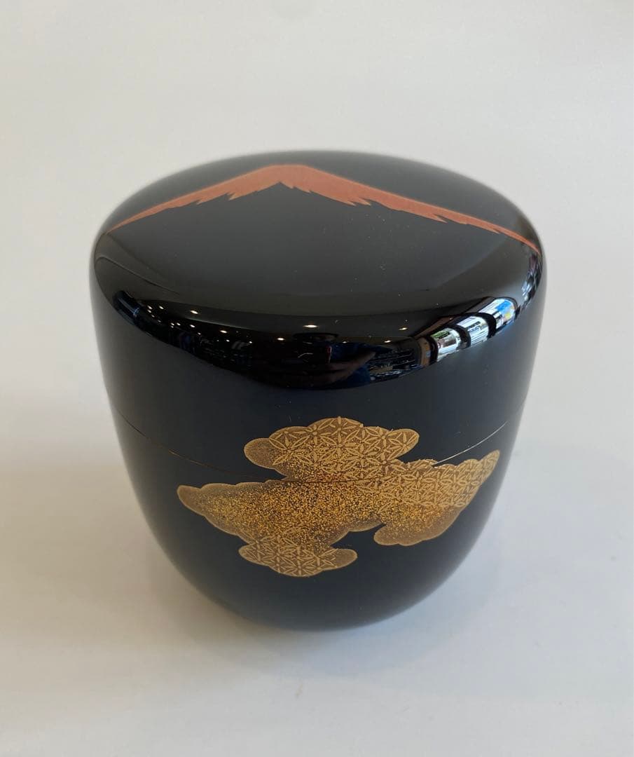 輪島塗　富士に雲蒔絵大棗　誠志作　茶道具